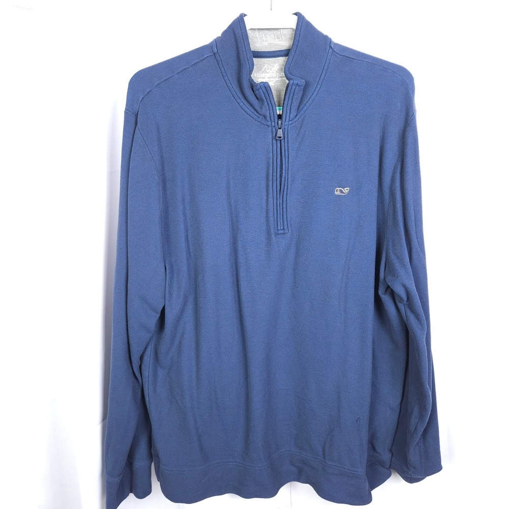 Vineyard Vines Men's XL Navy‎ Pima Cotton Quarter Zip Pullover Sweater